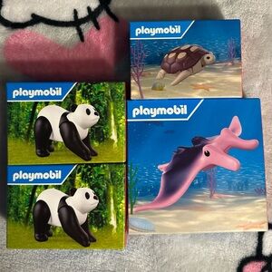 McDonald’s happy meal toy playmobil animals: sea turtle, panda, manta ray